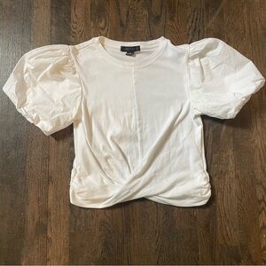 Sz XS Sanctuary white puff Sleeve cropped tee